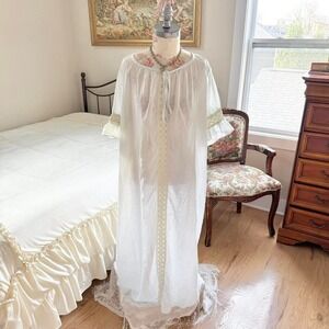Sheer lace nightgown  fits like one size sheer cream vintage nightgown